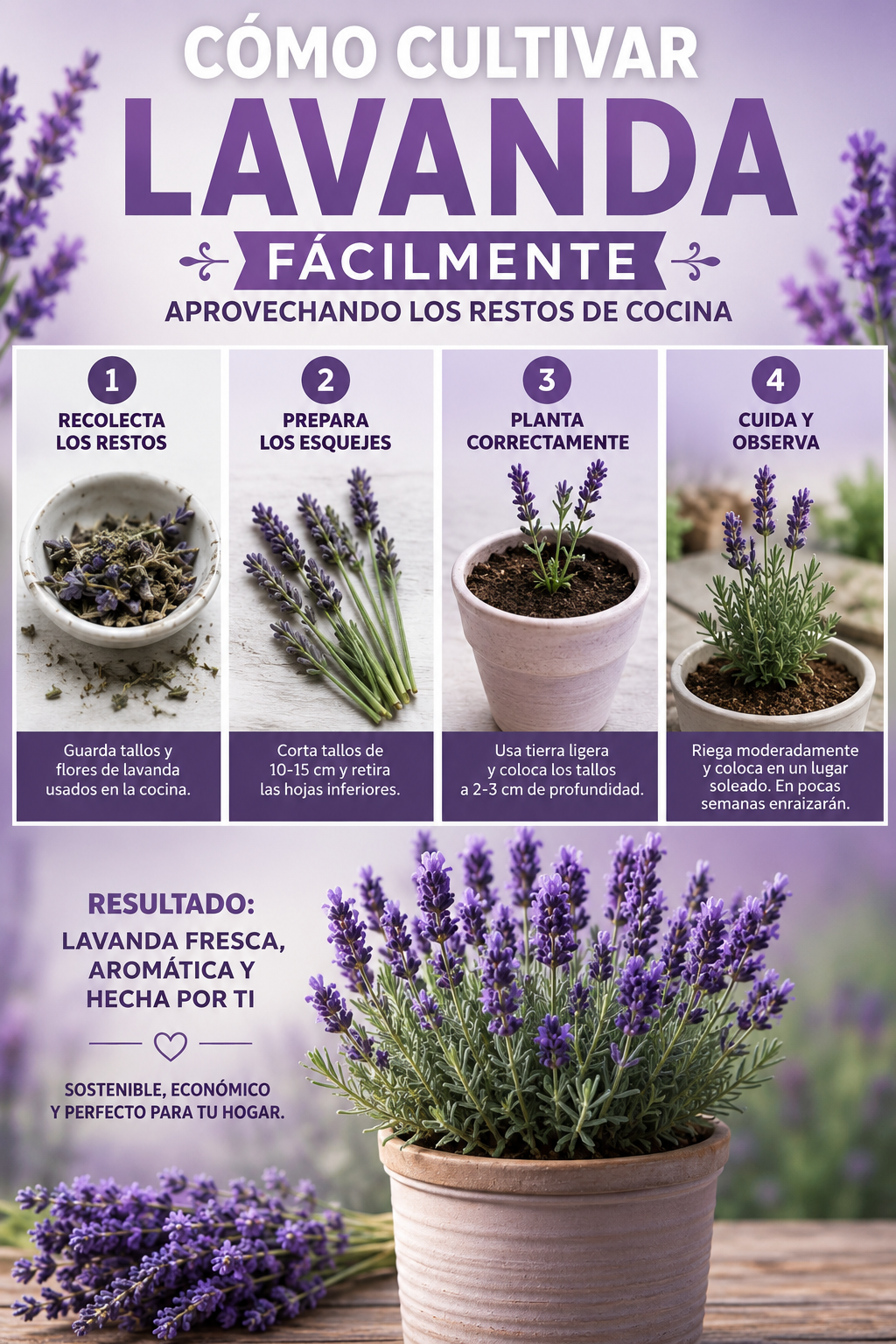 Cómo cultivar lavanda fácilmente aprovechando los restos de cocina