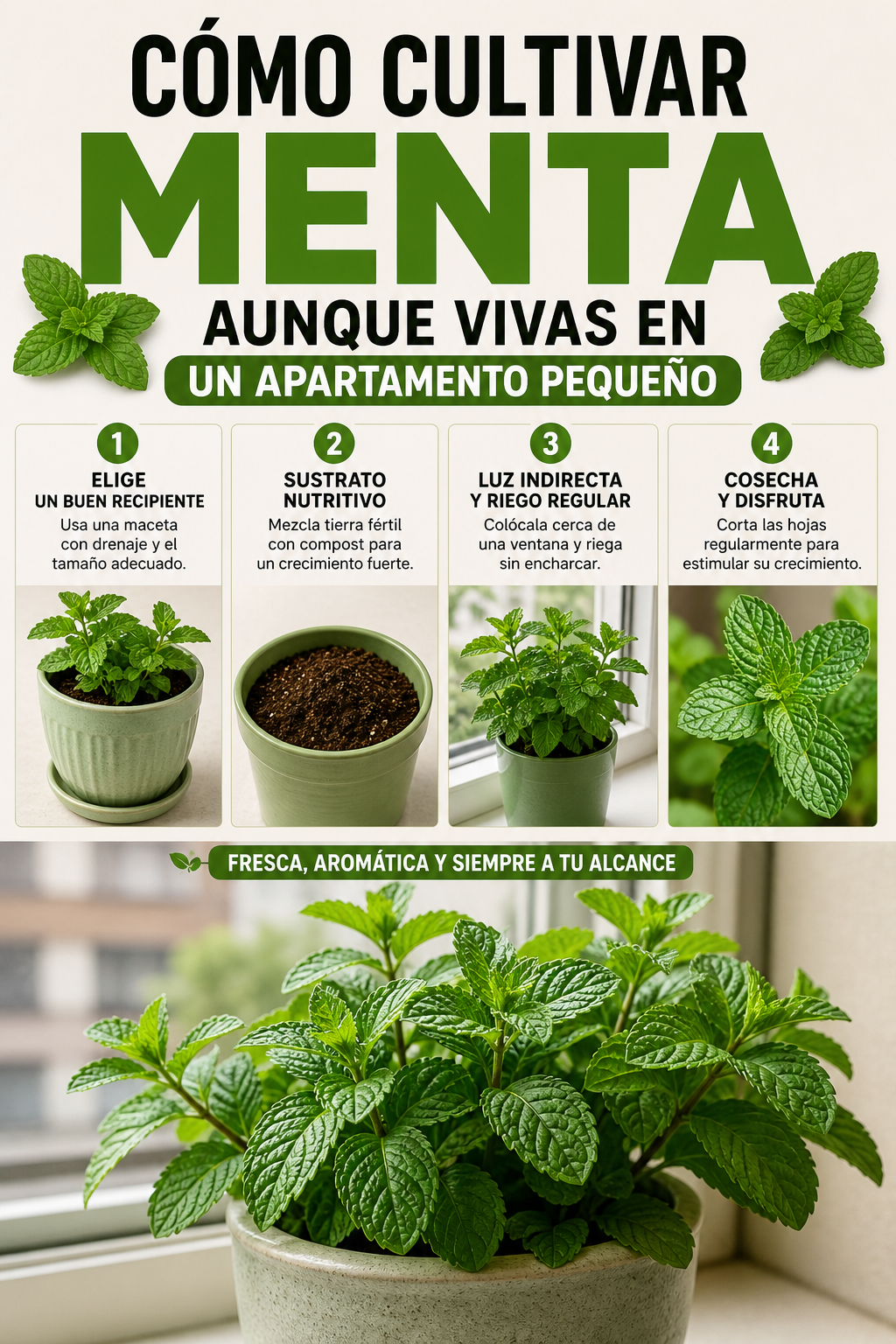 Cómo cultivar menta aunque vivas en un apartamento pequeño