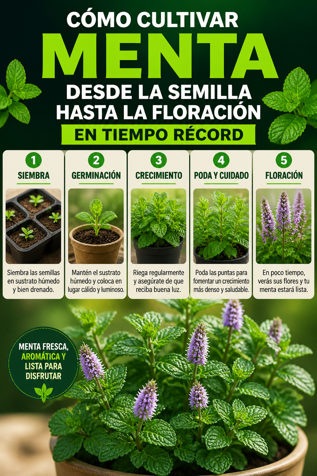 Cómo cultivar menta desde la semilla hasta la floración en tiempo récord