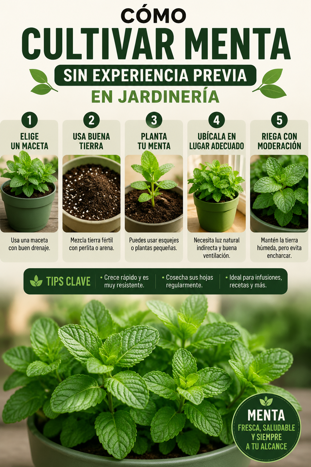 Cómo cultivar menta sin experiencia previa en jardinería