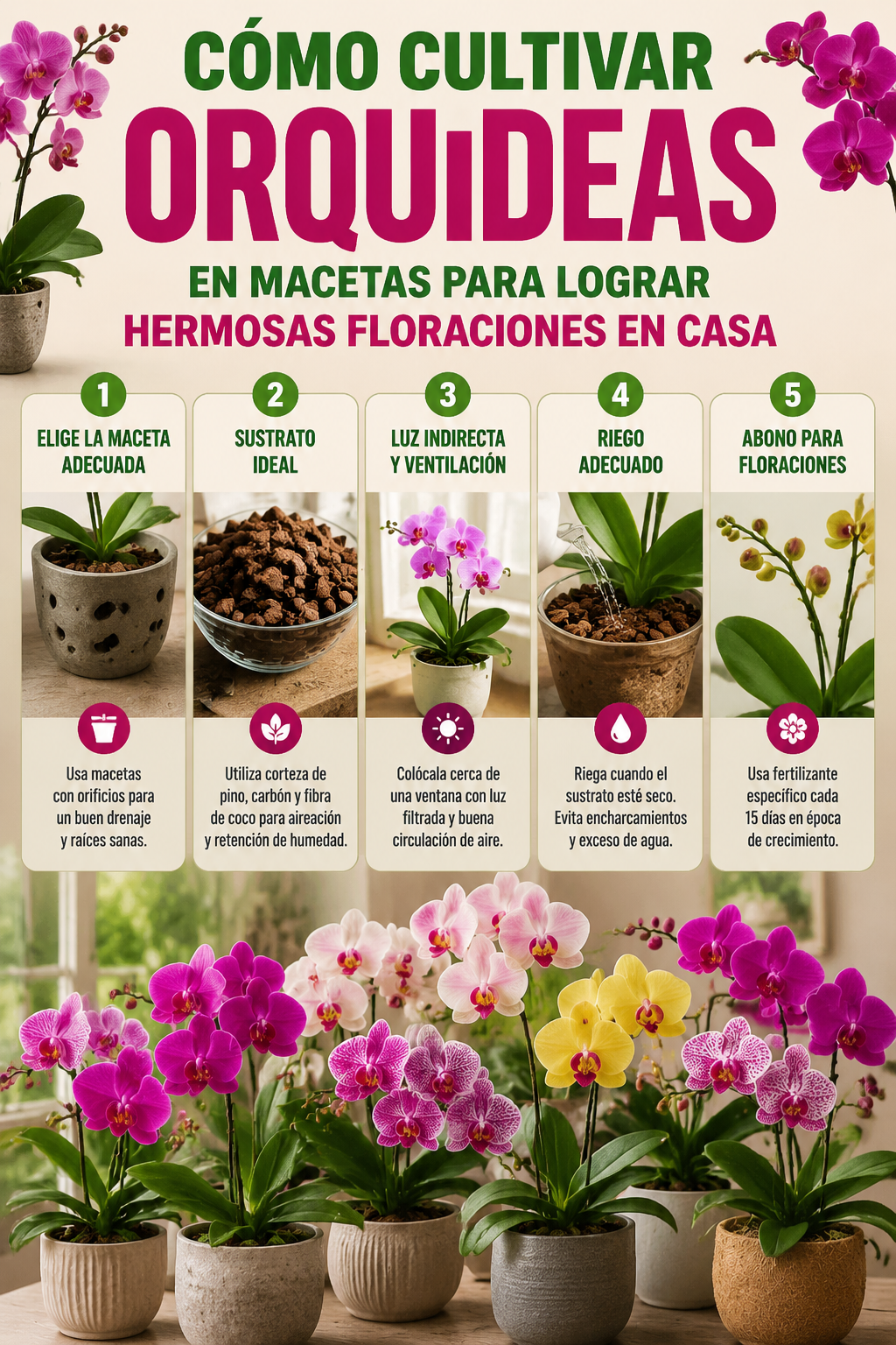 Cómo cultivar orquídeas en macetas para lograr hermosas floraciones en casa