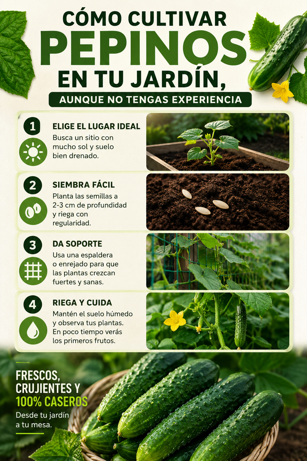 Cómo cultivar pepinos en tu jardín, aunque no tengas experiencia