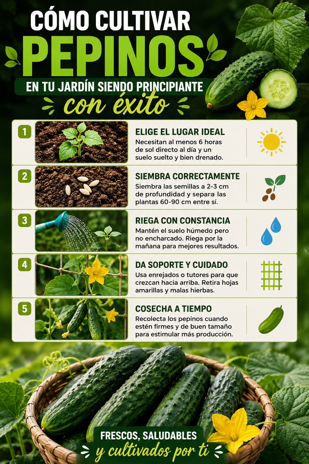 Cómo cultivar pepinos en tu jardín siendo principiante con éxito