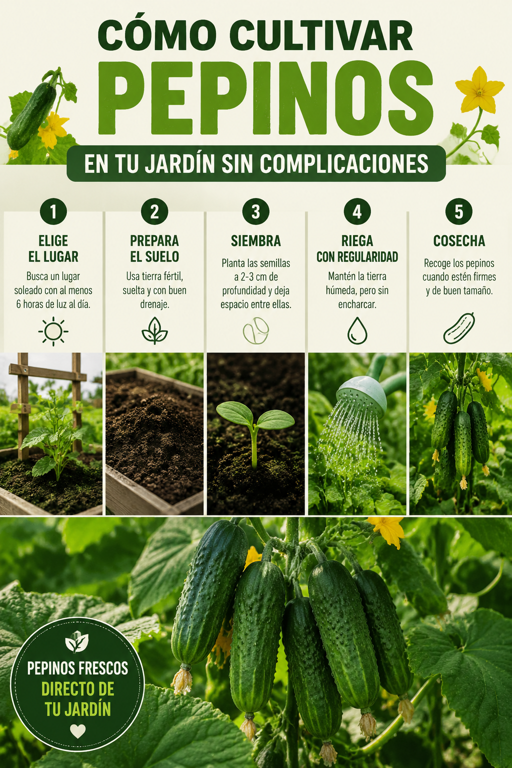 Cómo cultivar pepinos en tu jardín sin complicaciones