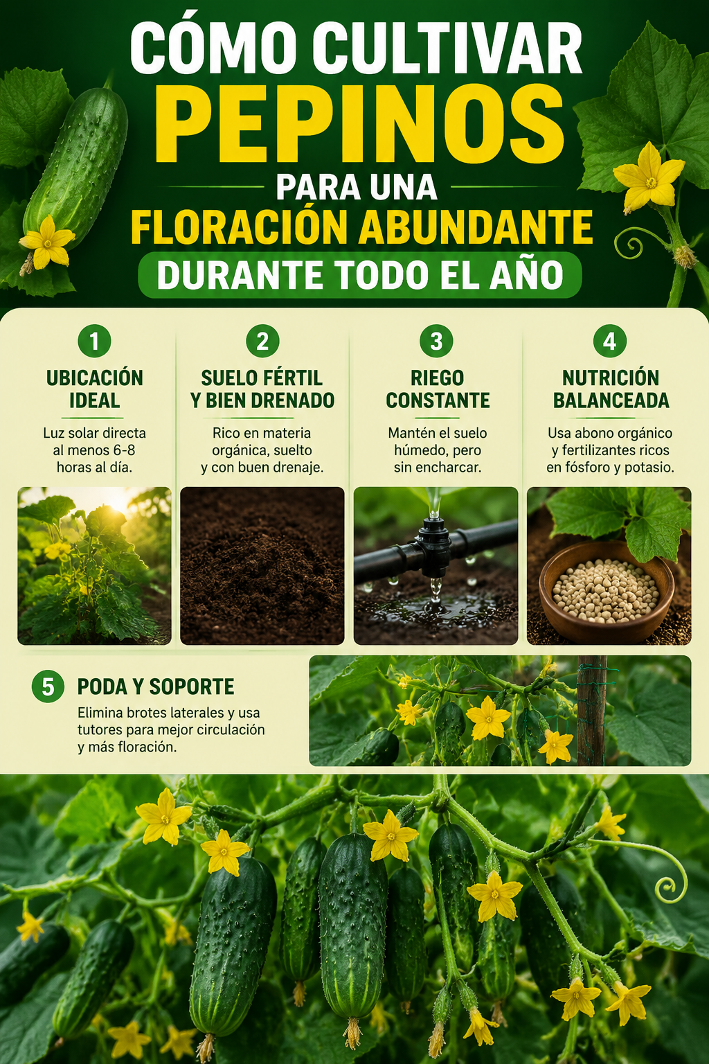 Cómo cultivar pepinos para una floración abundante durante todo el año