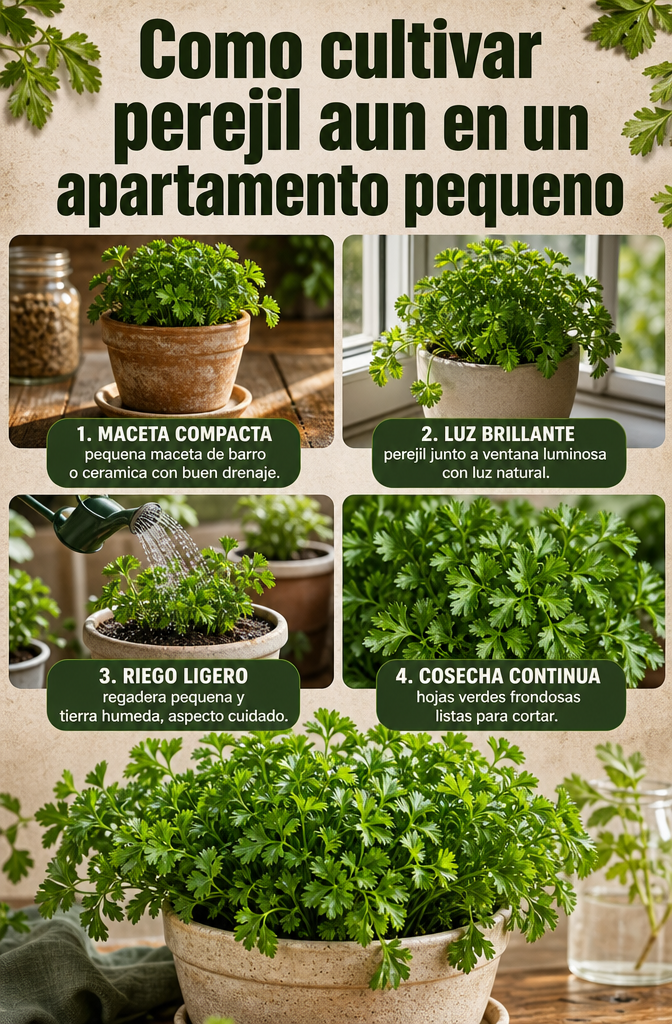 Cómo cultivar perejil aún en un apartamento pequeño