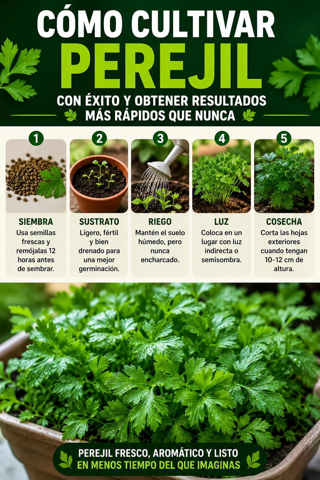Cómo cultivar perejil con éxito y obtener resultados más rápidos que nunca
