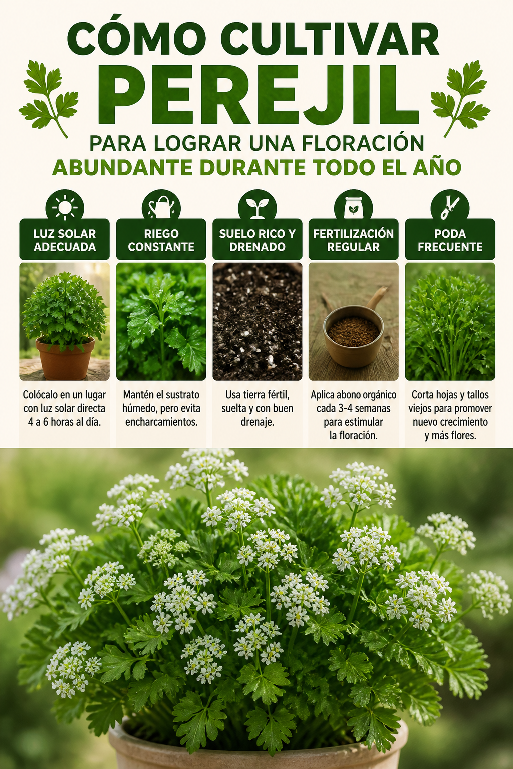 Cómo cultivar perejil para lograr una floración abundante durante todo el año