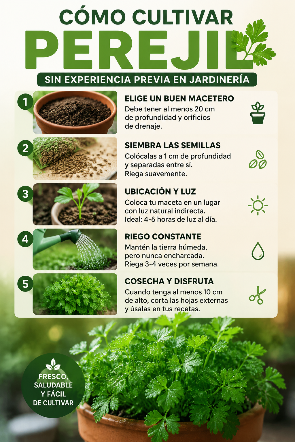 Cómo cultivar perejil sin experiencia previa en jardinería