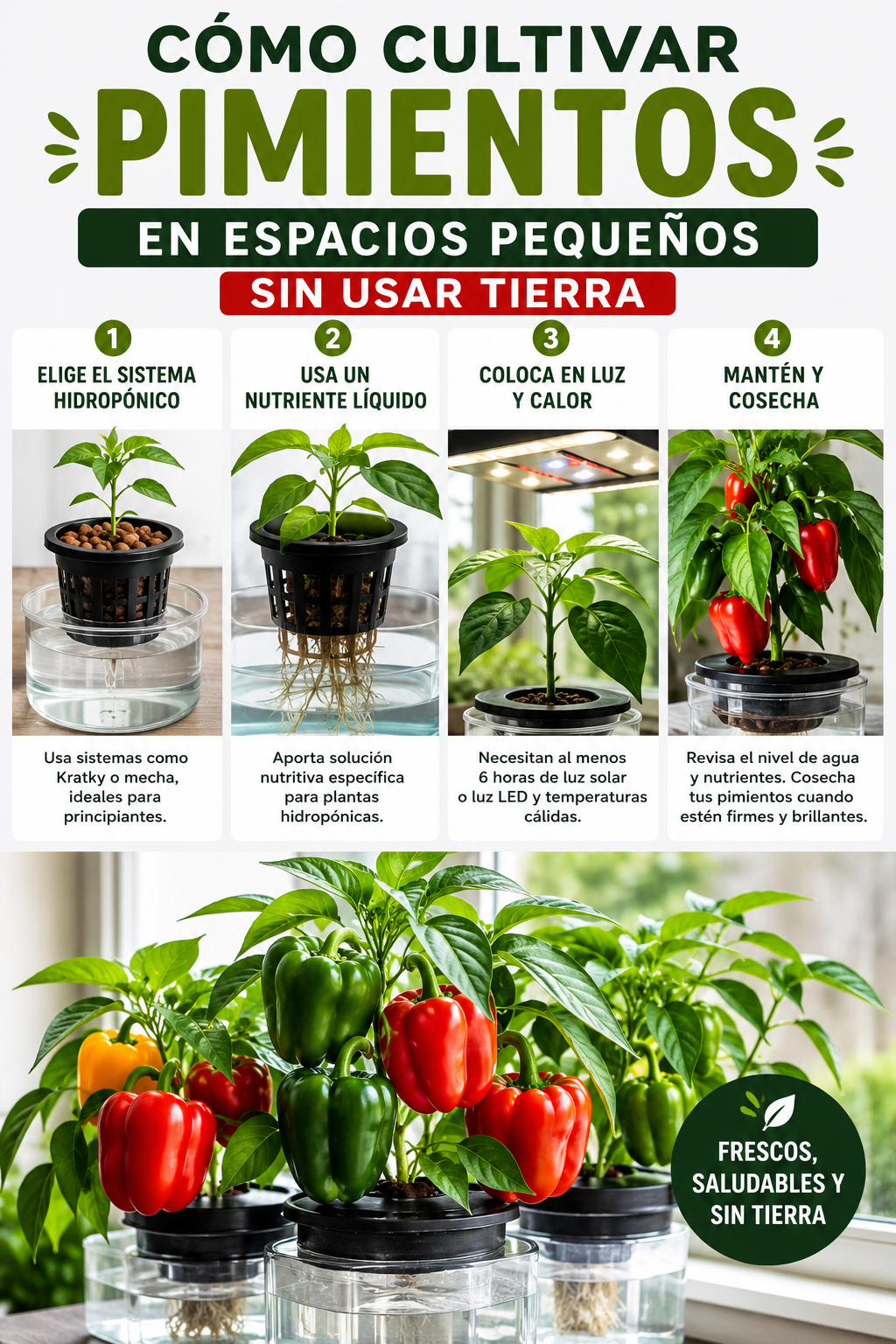 Cómo cultivar pimientos en espacios pequeños sin usar tierra