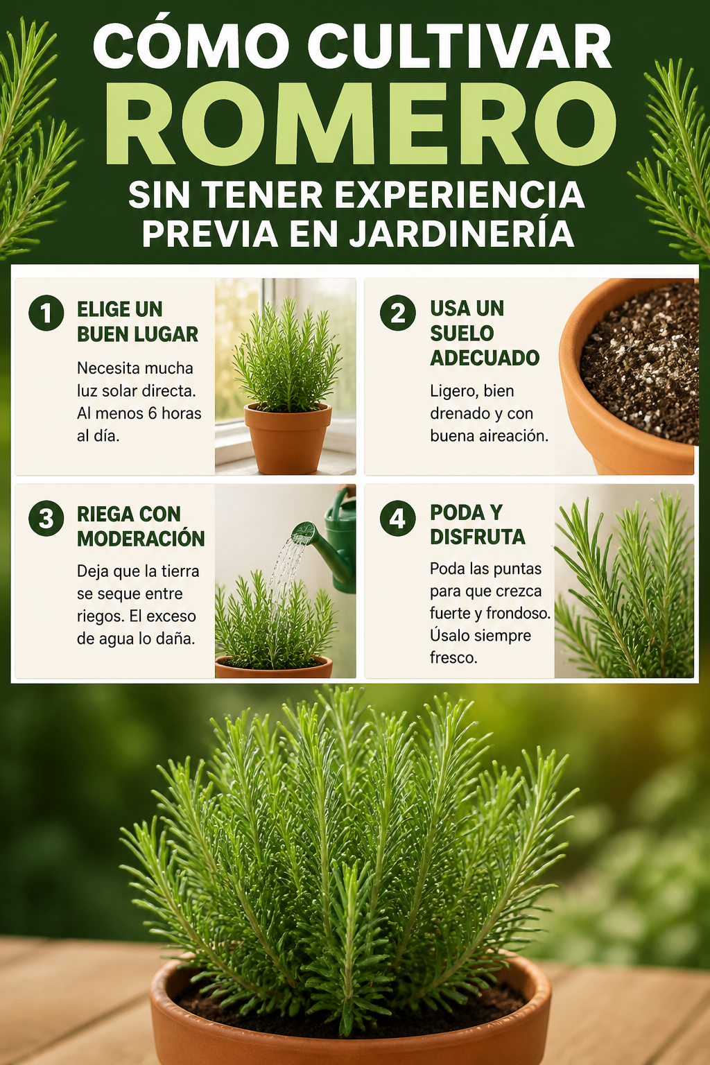Cómo cultivar romero sin tener experiencia previa en jardinería