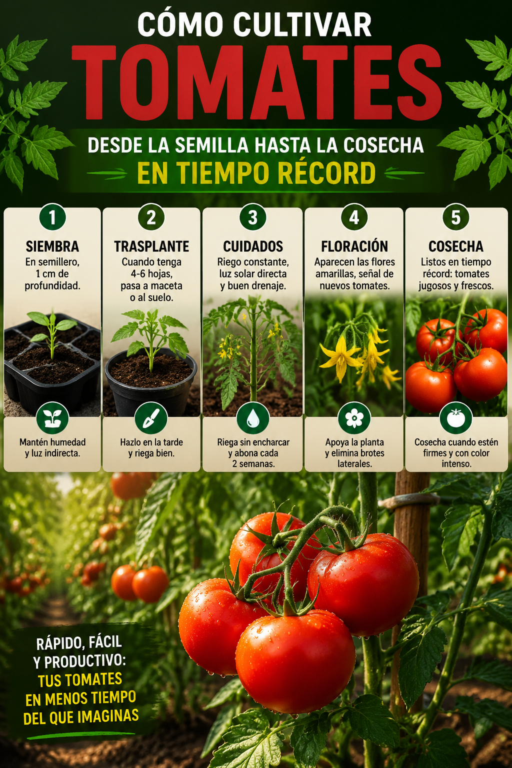 Cómo cultivar tomates desde la semilla hasta la cosecha en tiempo récord