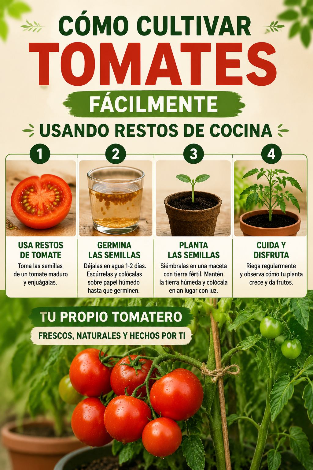 Cómo cultivar tomates fácilmente usando restos de cocina