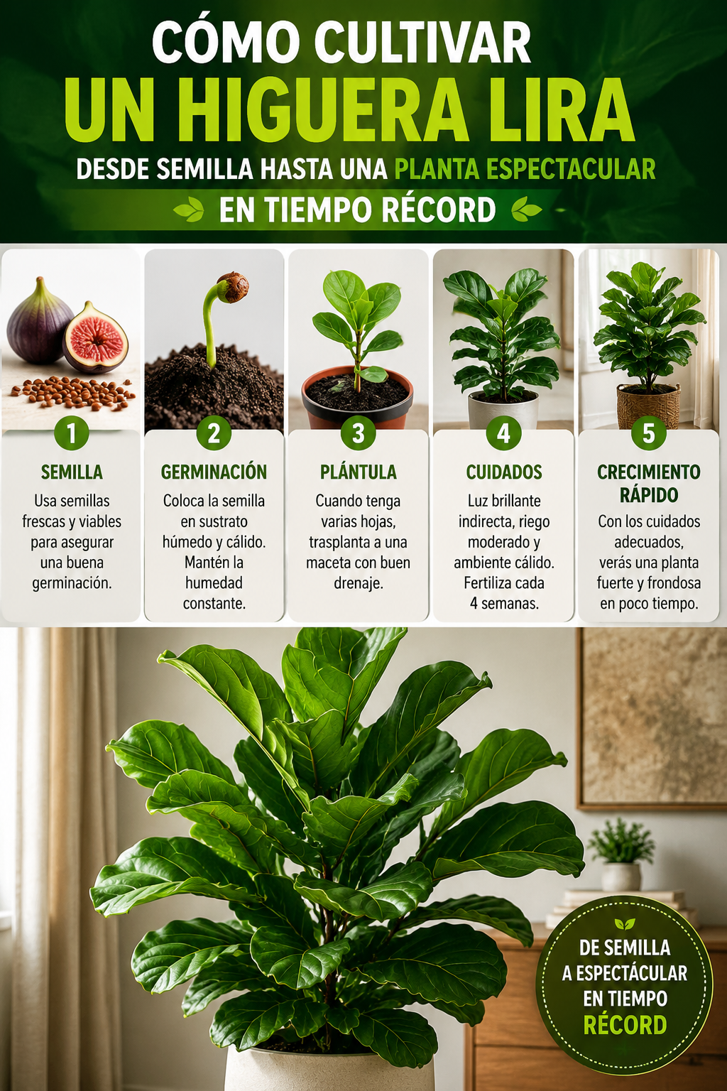 Cómo cultivar un higuera lira desde semilla hasta una planta espectacular en tiempo récord