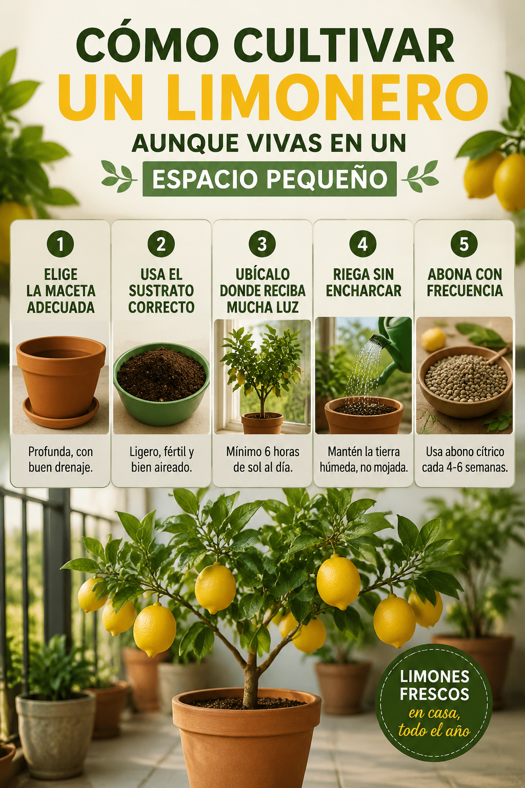 Cómo cultivar un limonero aunque vivas en un espacio pequeño