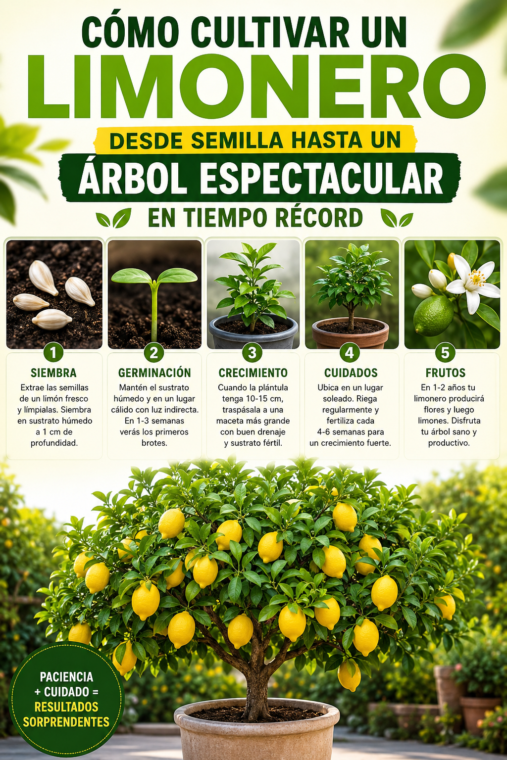 Cómo cultivar un limonero desde semilla hasta un árbol espectacular en tiempo récord