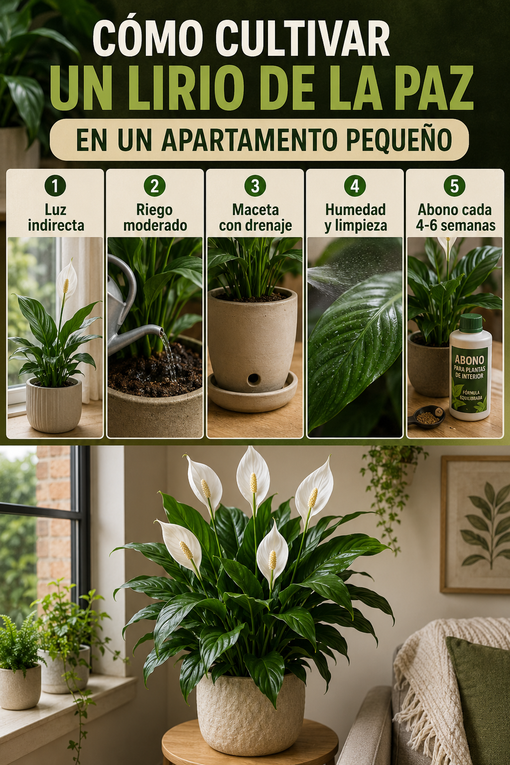 Cómo cultivar un lirio de la paz aunque vivas en un apartamento pequeño