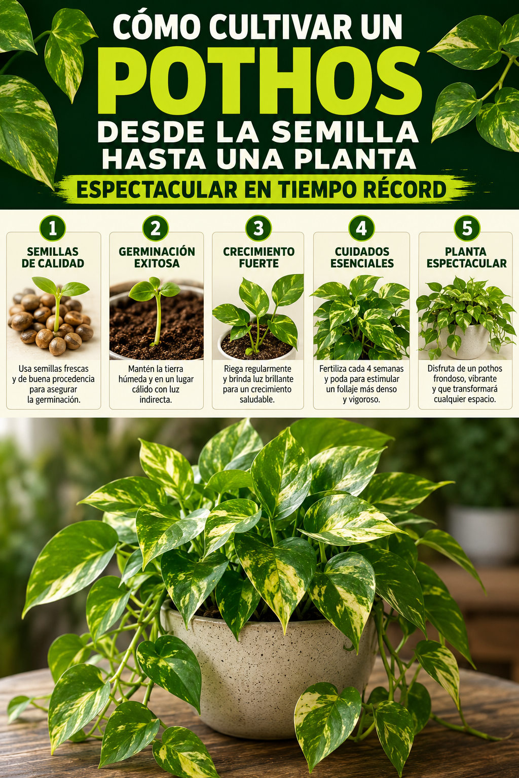 Cómo cultivar un pothos desde la semilla hasta una planta espectacular en tiempo récord
