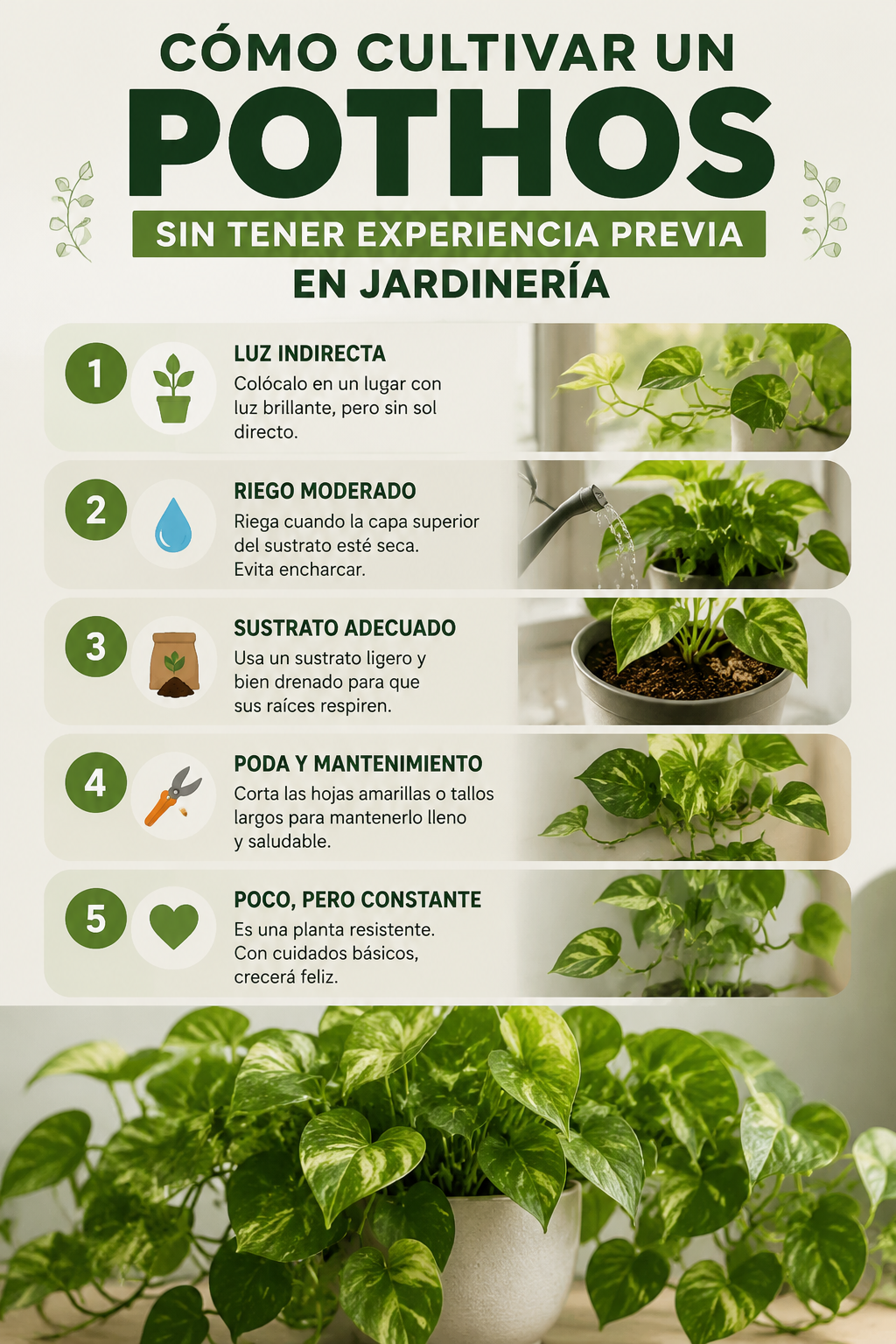 Cómo cultivar un pothos sin tener experiencia previa en jardinería