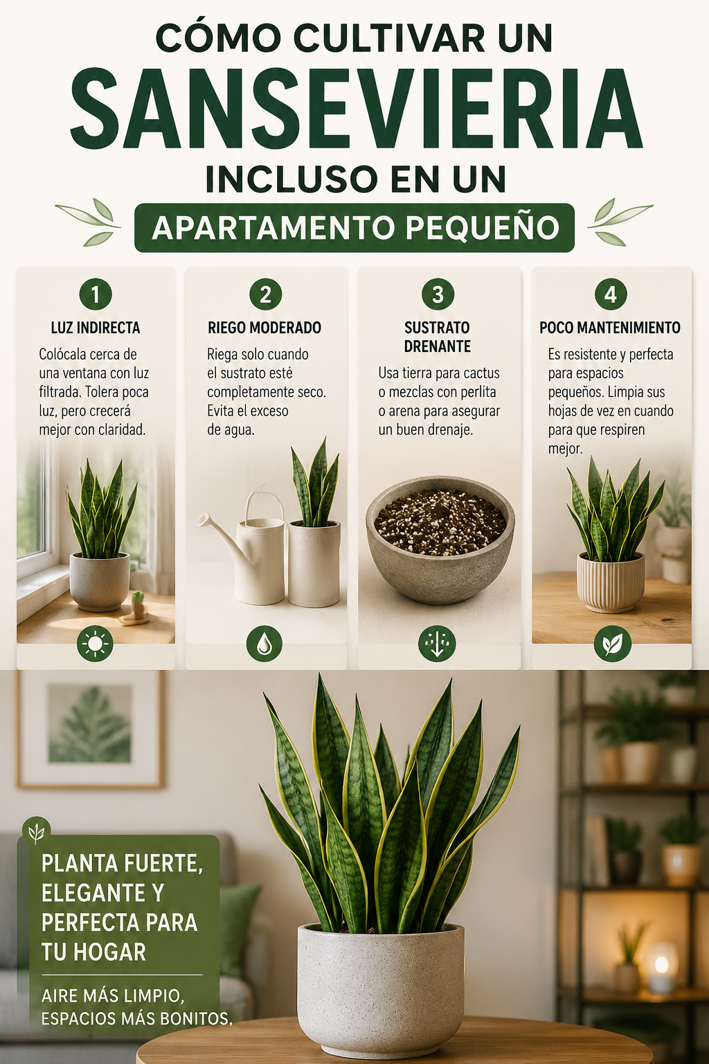 Cómo cultivar un sansevieria incluso en un apartamento pequeño