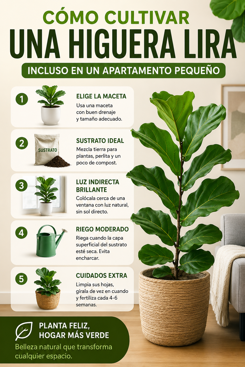 Cómo cultivar una higuera lira incluso en un apartamento pequeño