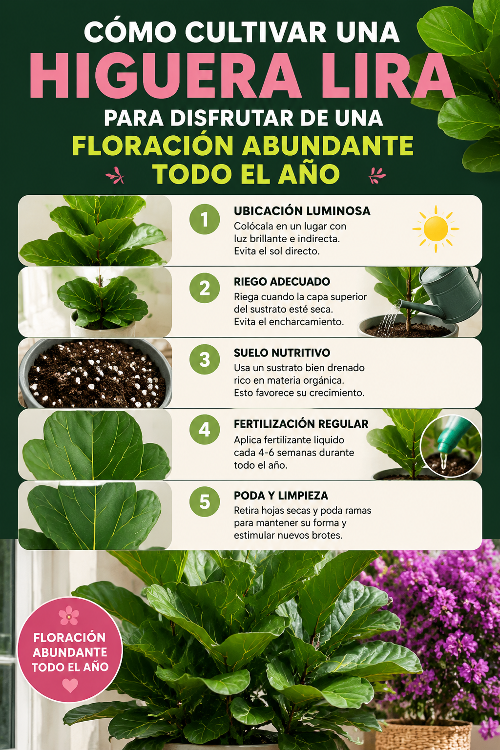 Cómo cultivar una higuera lira para disfrutar de una floración abundante todo el año