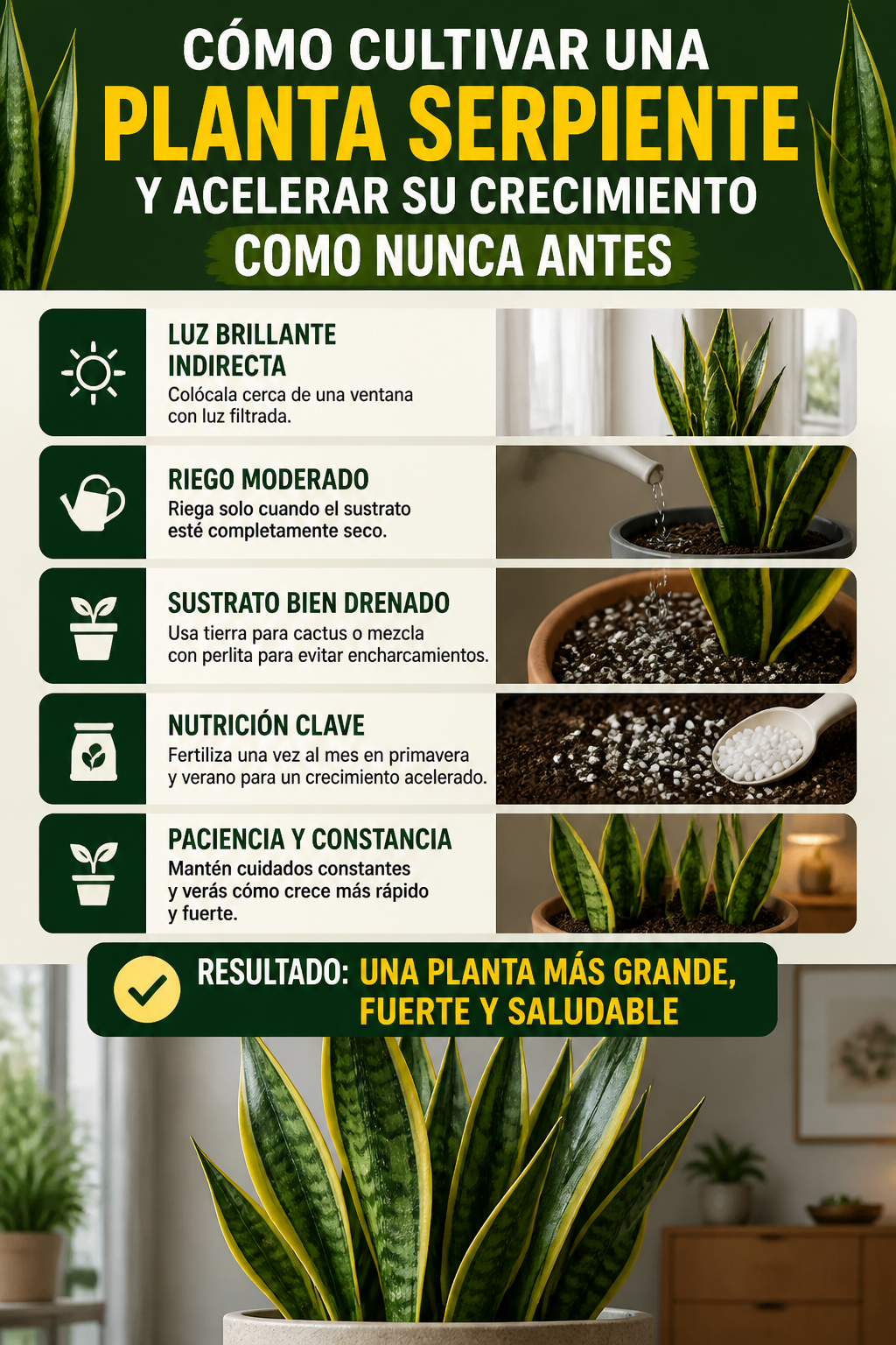 Cómo cultivar una planta serpiente y acelerar su crecimiento como nunca antes