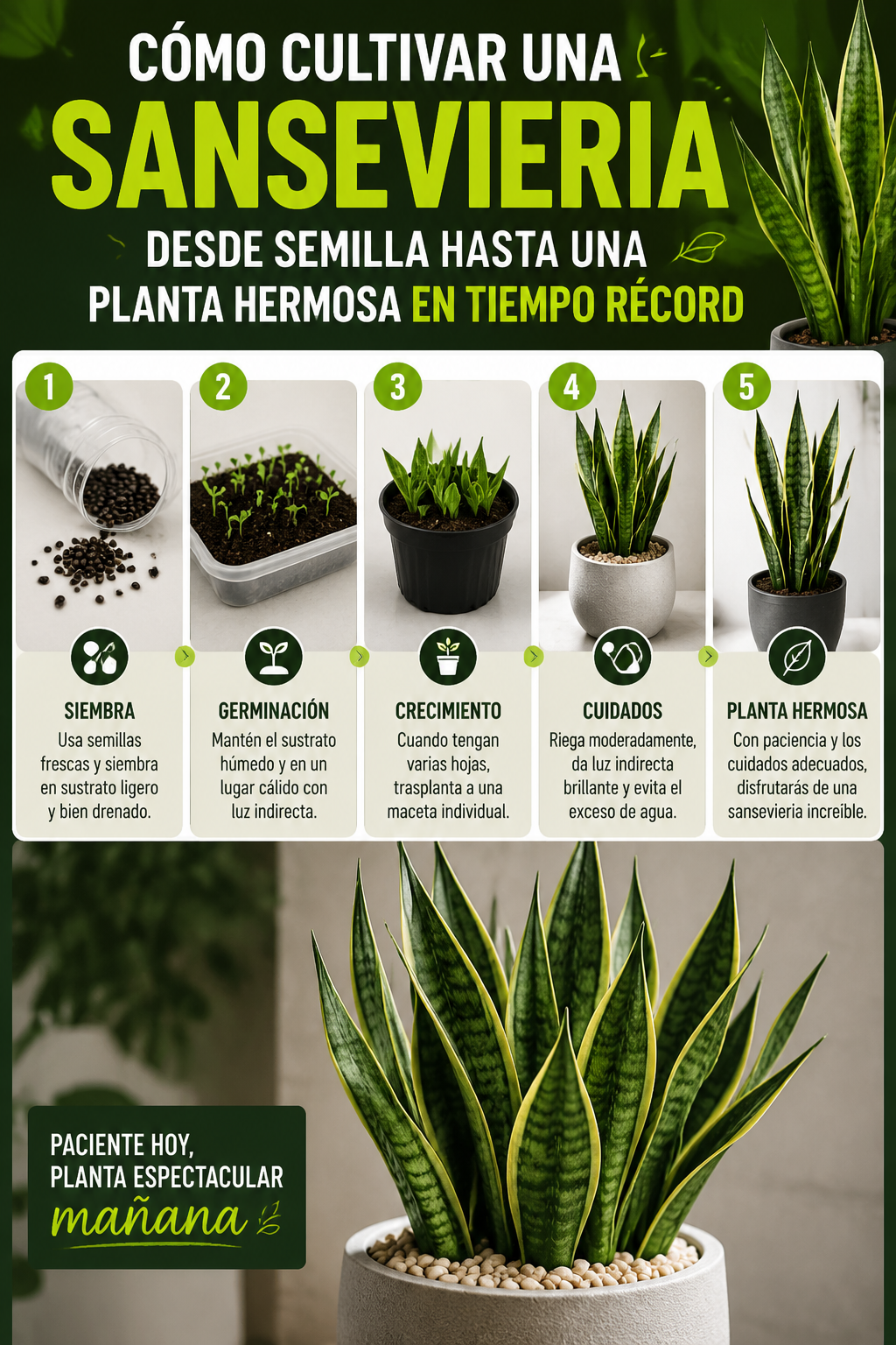 Cómo cultivar una sansevieria desde semilla hasta una planta hermosa en tiempo récord
