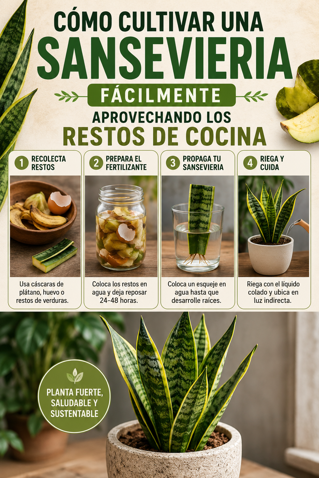 Cómo cultivar una sansevieria fácilmente aprovechando los restos de cocina