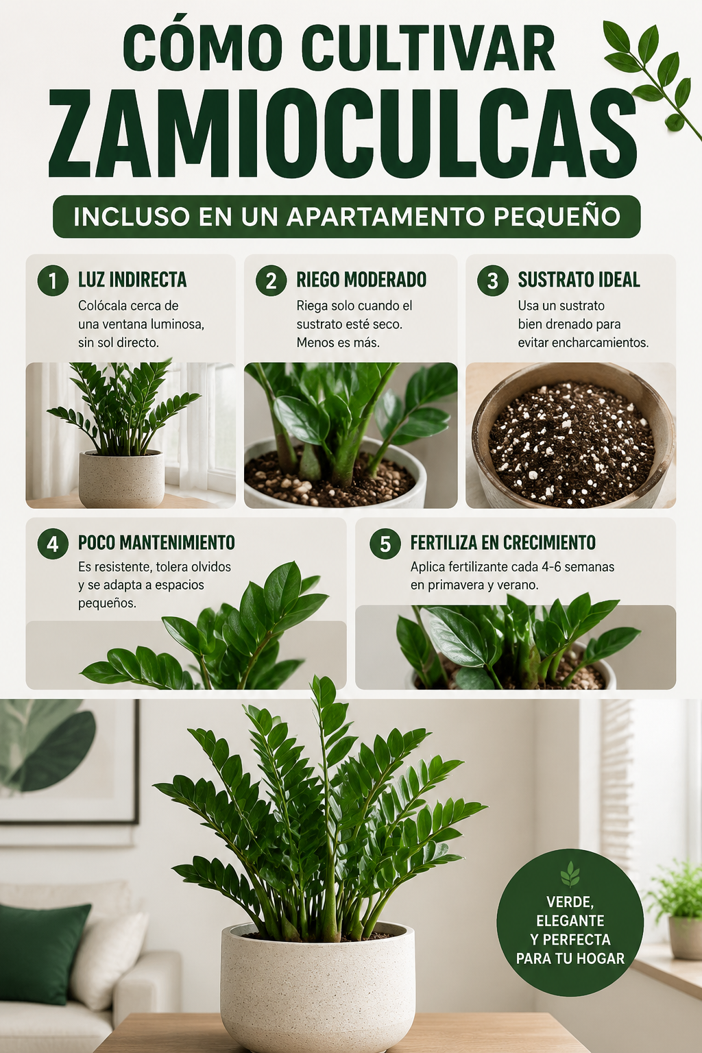 Cómo cultivar zamioculcas incluso en un apartamento pequeño