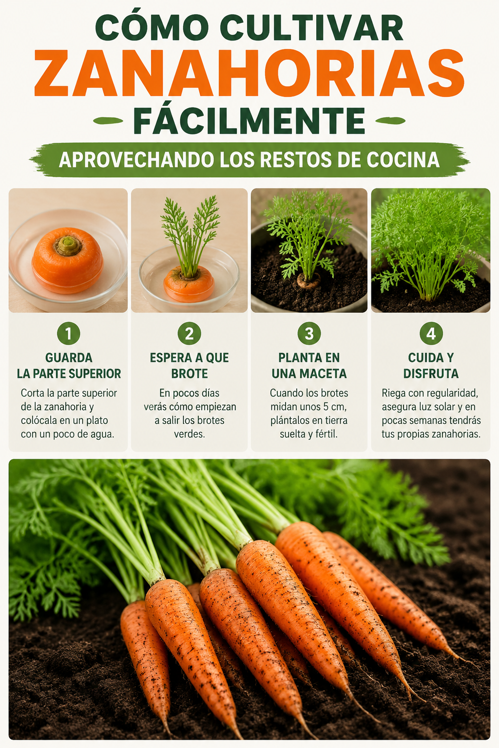 Cómo cultivar zanahorias fácilmente aprovechando los restos de cocina