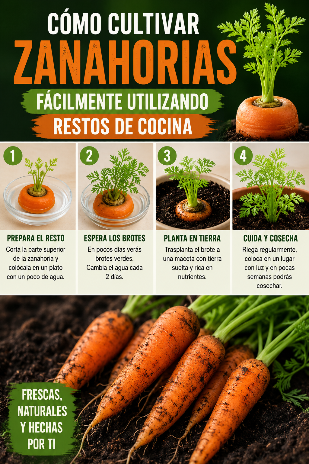 Cómo cultivar zanahorias fácilmente utilizando restos de cocina