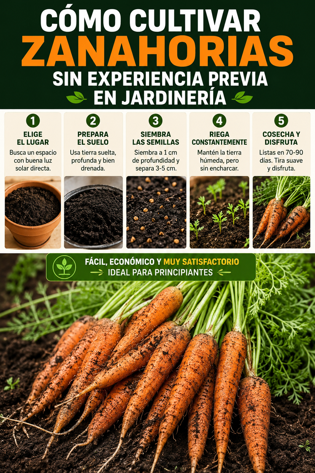 Cómo cultivar zanahorias sin experiencia previa en jardinería