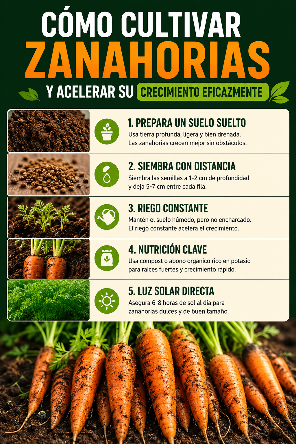 Cómo cultivar zanahorias y acelerar su crecimiento eficazmente