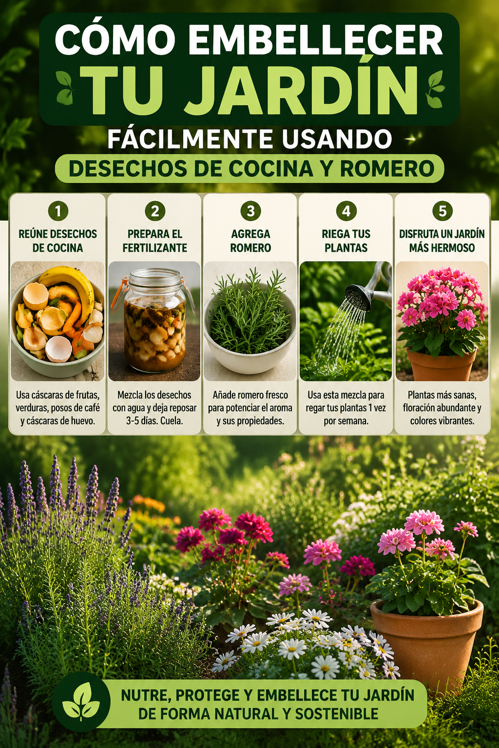 Cómo embellecer tu jardín fácilmente usando desechos de cocina y romero