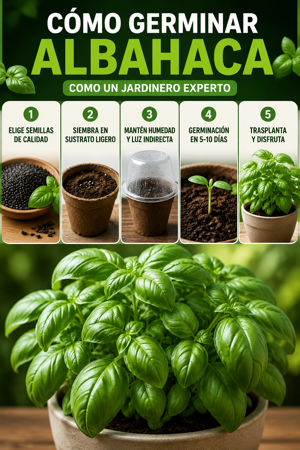 Cómo germinar albahaca como un jardinero experto