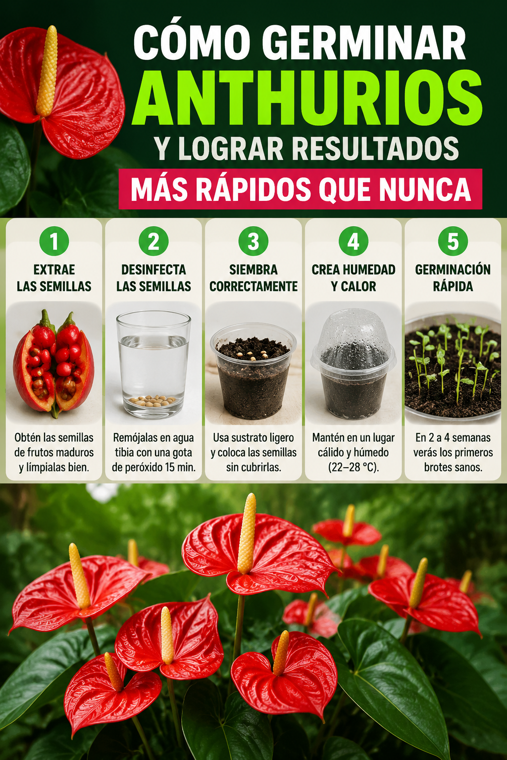 Cómo germinar anthurios y lograr resultados más rápidos que nunca