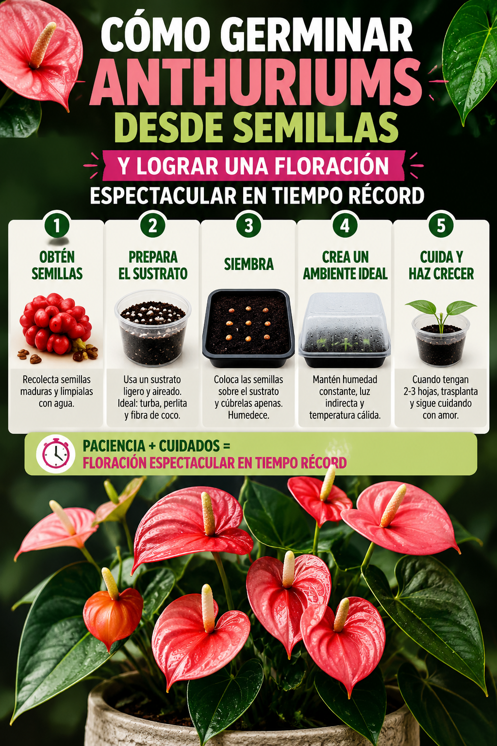 Cómo germinar anthuriums desde semillas y lograr una floración espectacular en tiempo récord