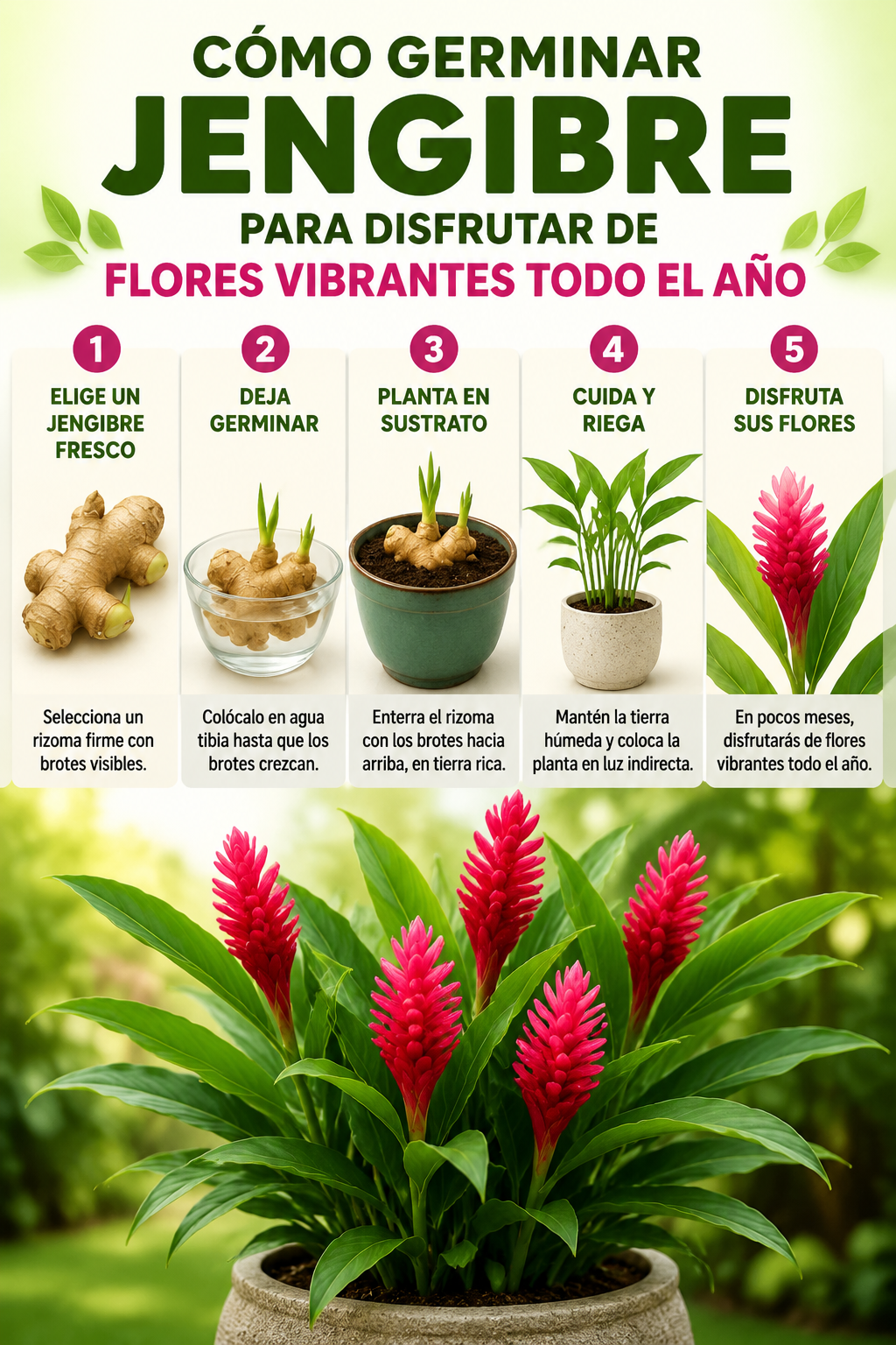 Cómo germinar jengibre para disfrutar de flores vibrantes todo el año