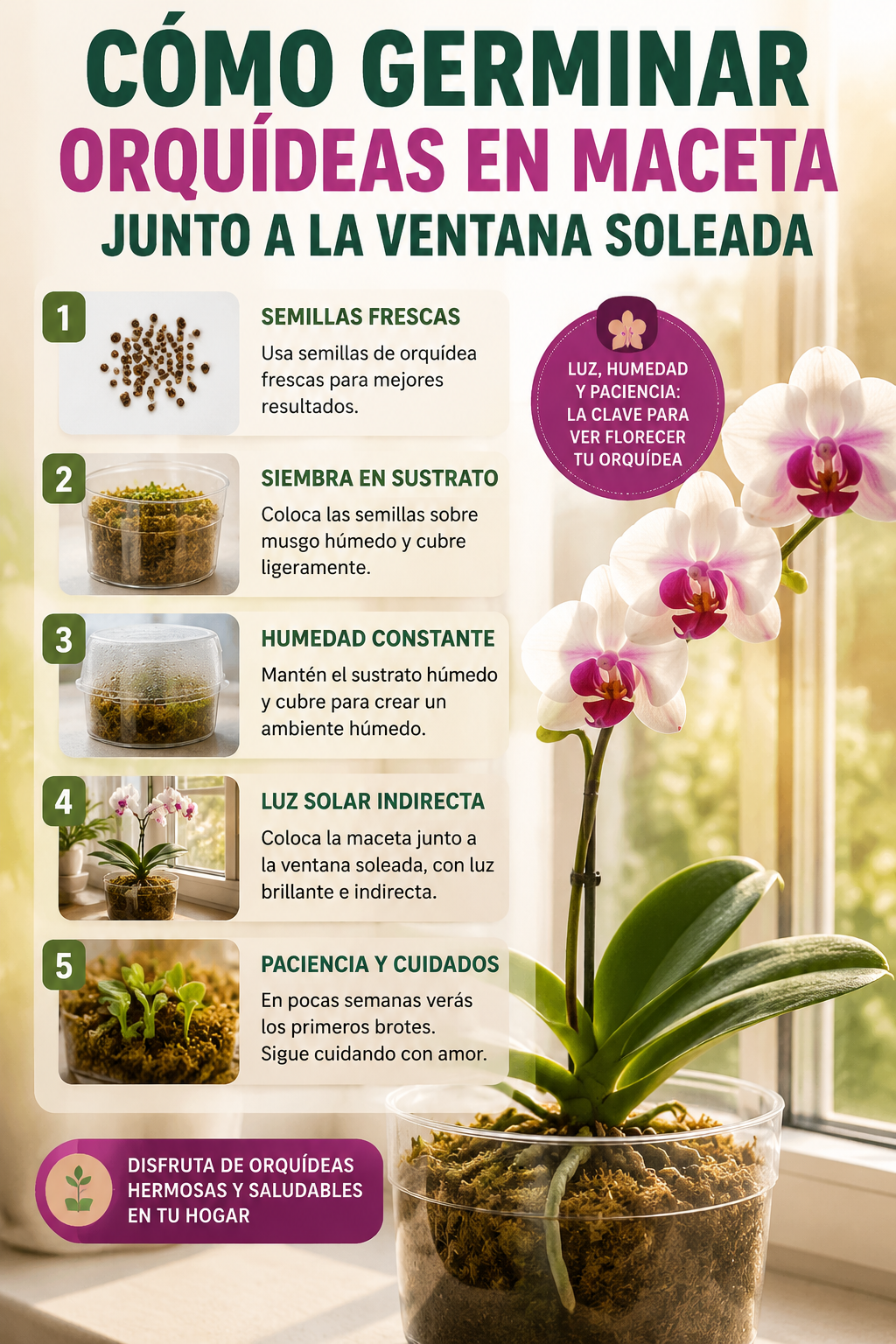 Cómo germinar orquídeas en maceta junto a la ventana soleada