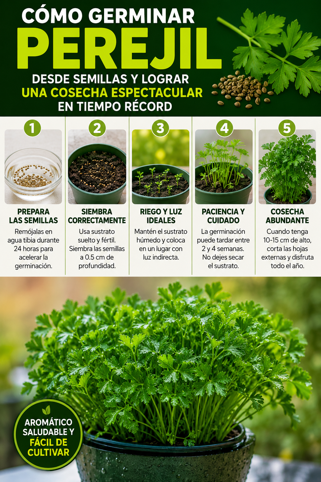 Cómo germinar perejil desde semillas y lograr una cosecha espectacular en tiempo récord