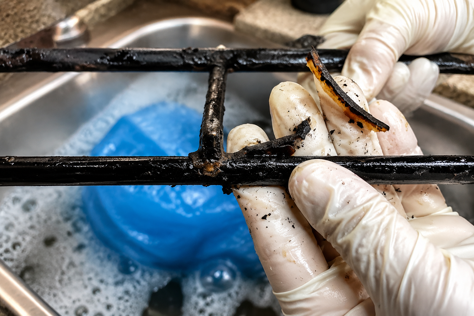Cómo limpiar fácilmente las rejillas de la cocina de gas con grasa acumulada