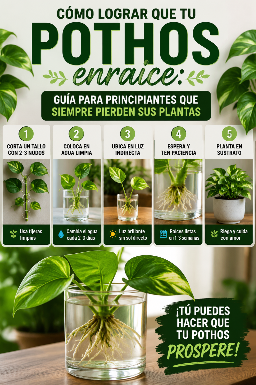 Cómo lograr que tu pothos enraice: guía para principiantes que siempre pierden sus plantas