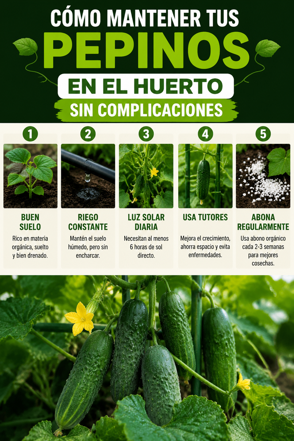 Cómo mantener tus pepinos en el huerto sin complicaciones