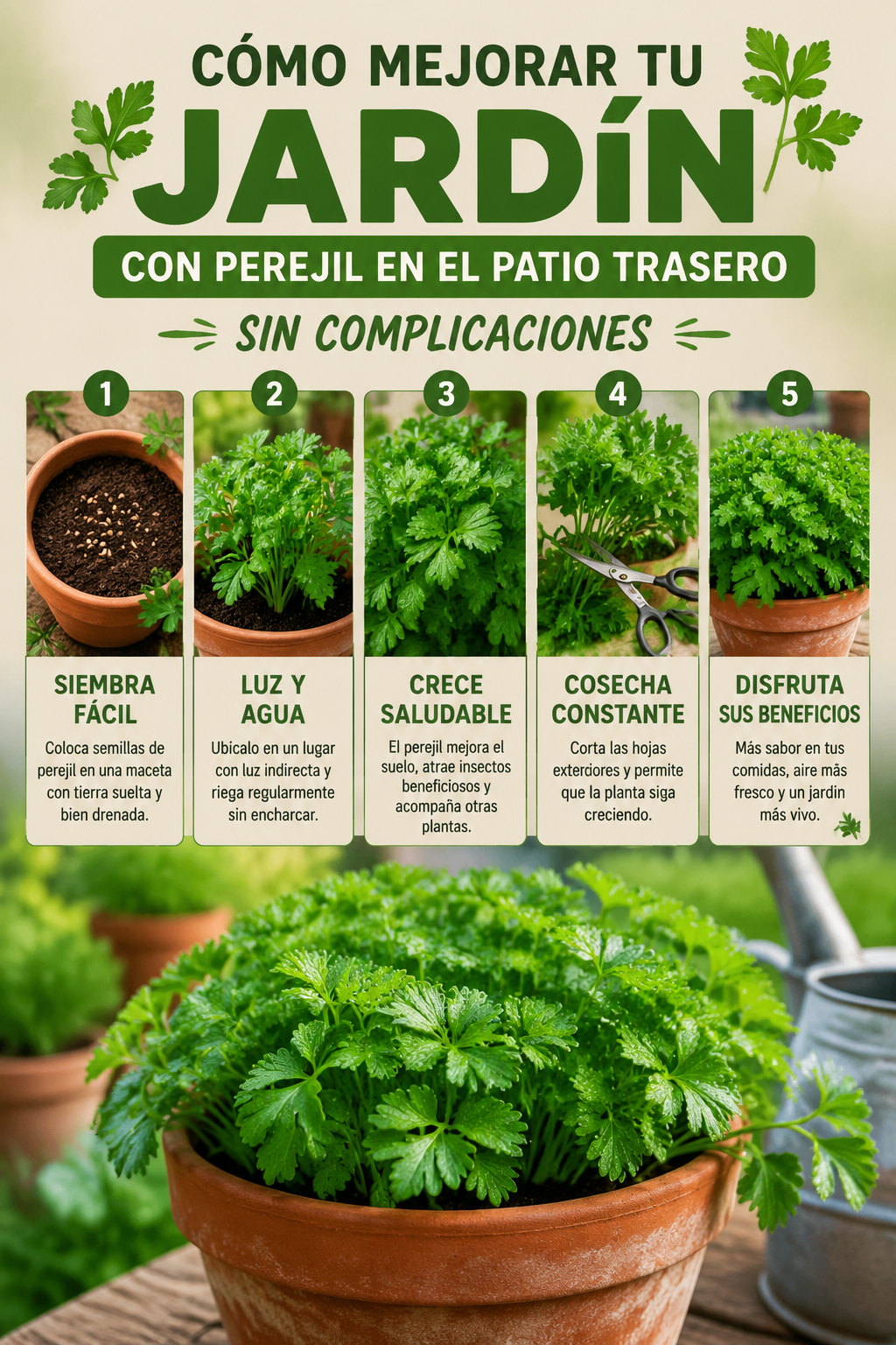 Cómo mejorar tu jardín con perejil en el patio trasero sin complicaciones
