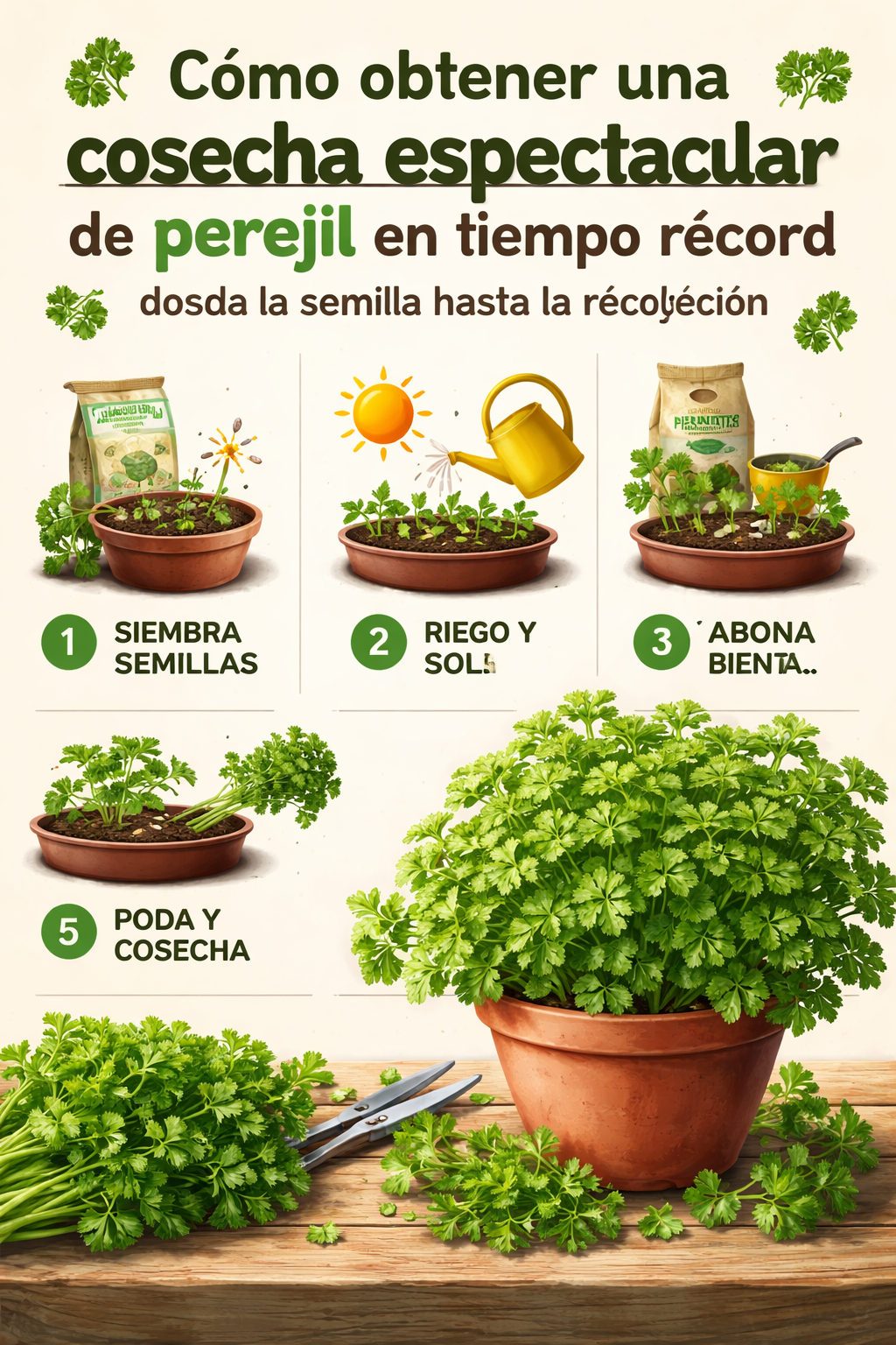 Cómo obtener una cosecha espectacular de perejil en tiempo récord, desde la semilla hasta la recolección