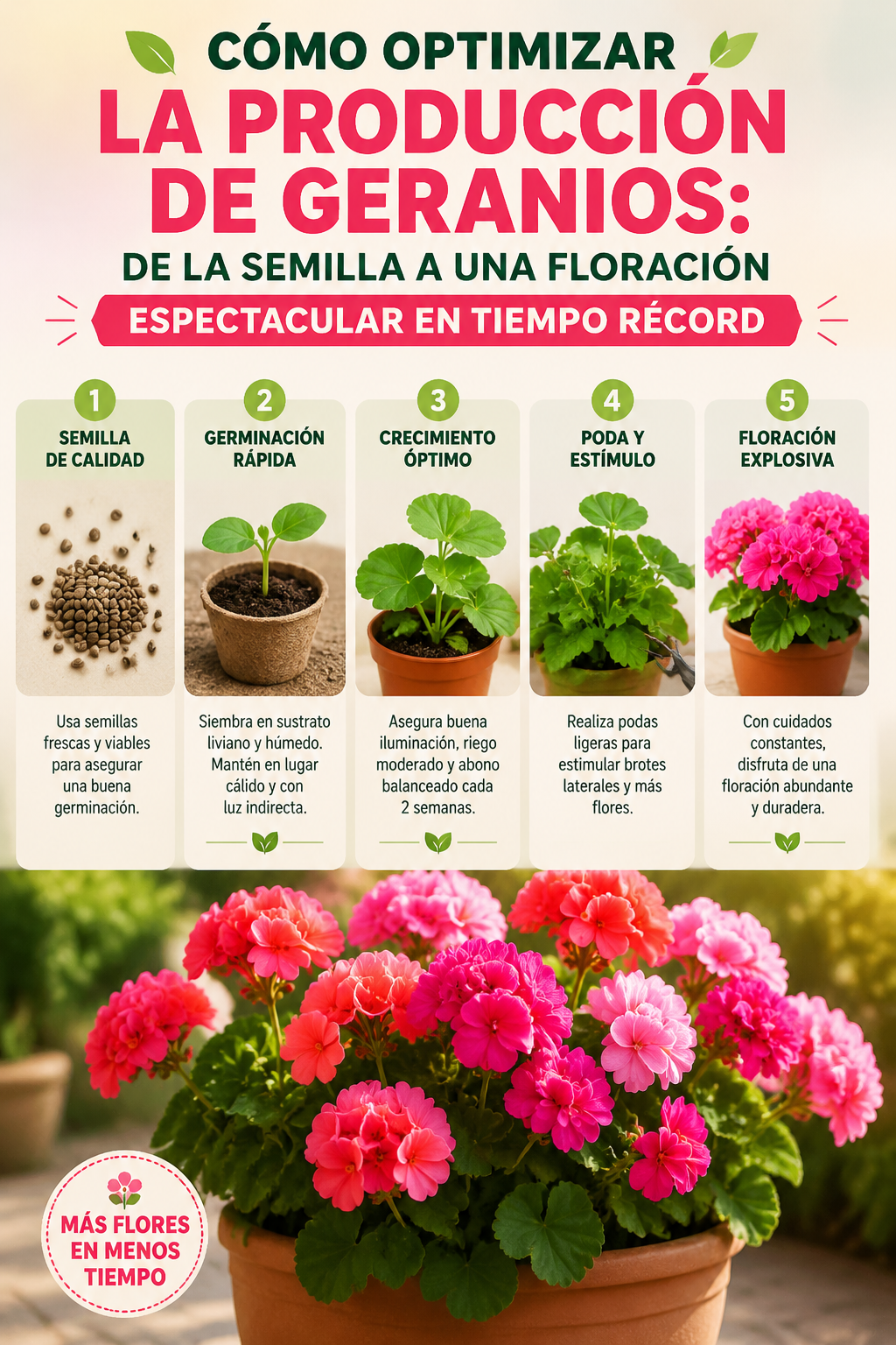 Cómo optimizar la producción de geranios: de la semilla a una floración espectacular en tiempo récord