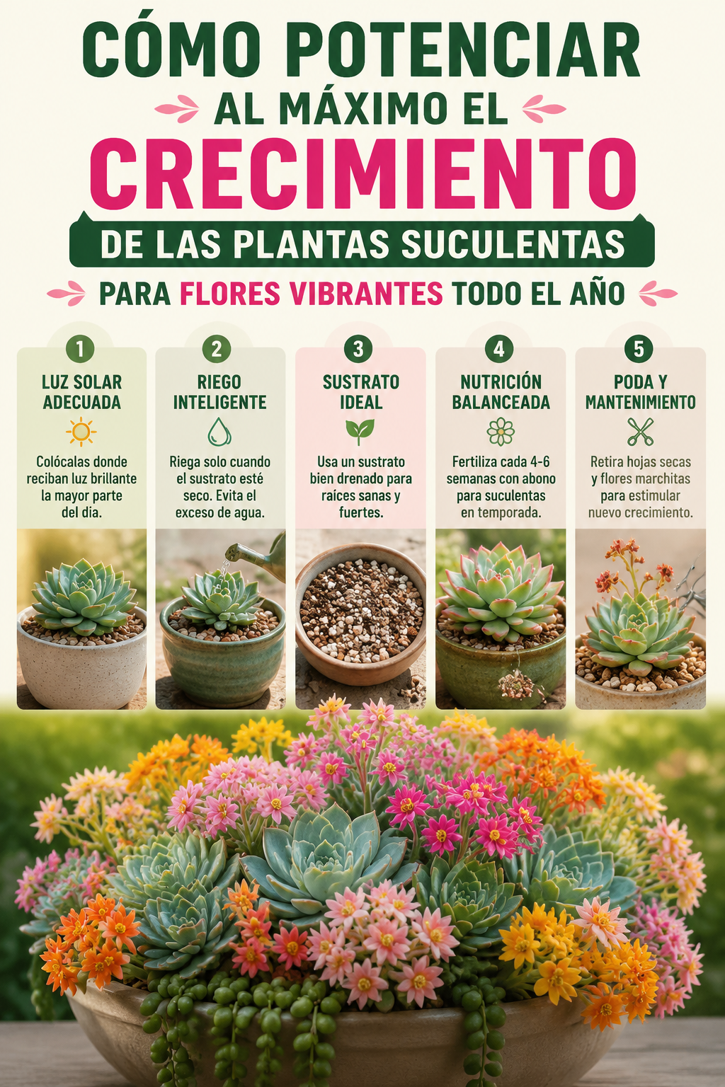 Cómo potenciar al máximo el crecimiento de las plantas suculentas para flores vibrantes todo el año