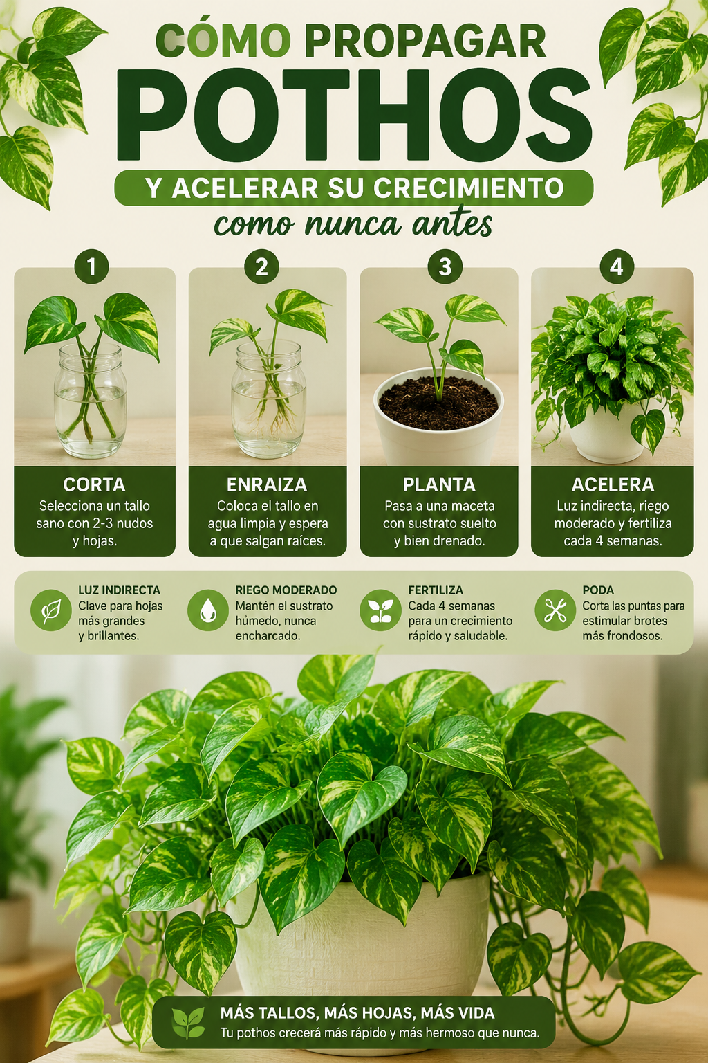 Cómo propagar pothos y acelerar su crecimiento como nunca antes
