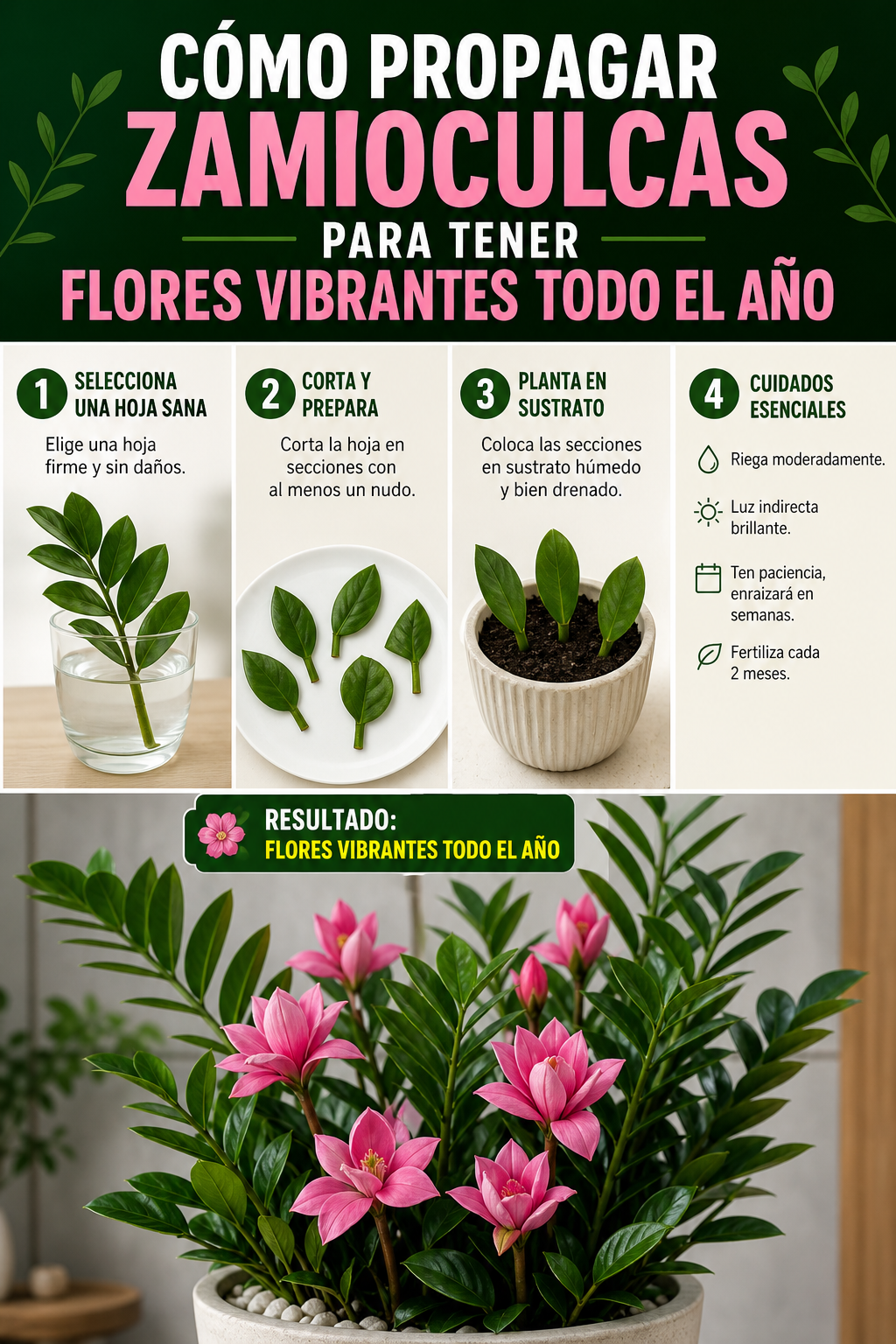 Cómo propagar zamioculcas para tener flores vibrantes todo el año